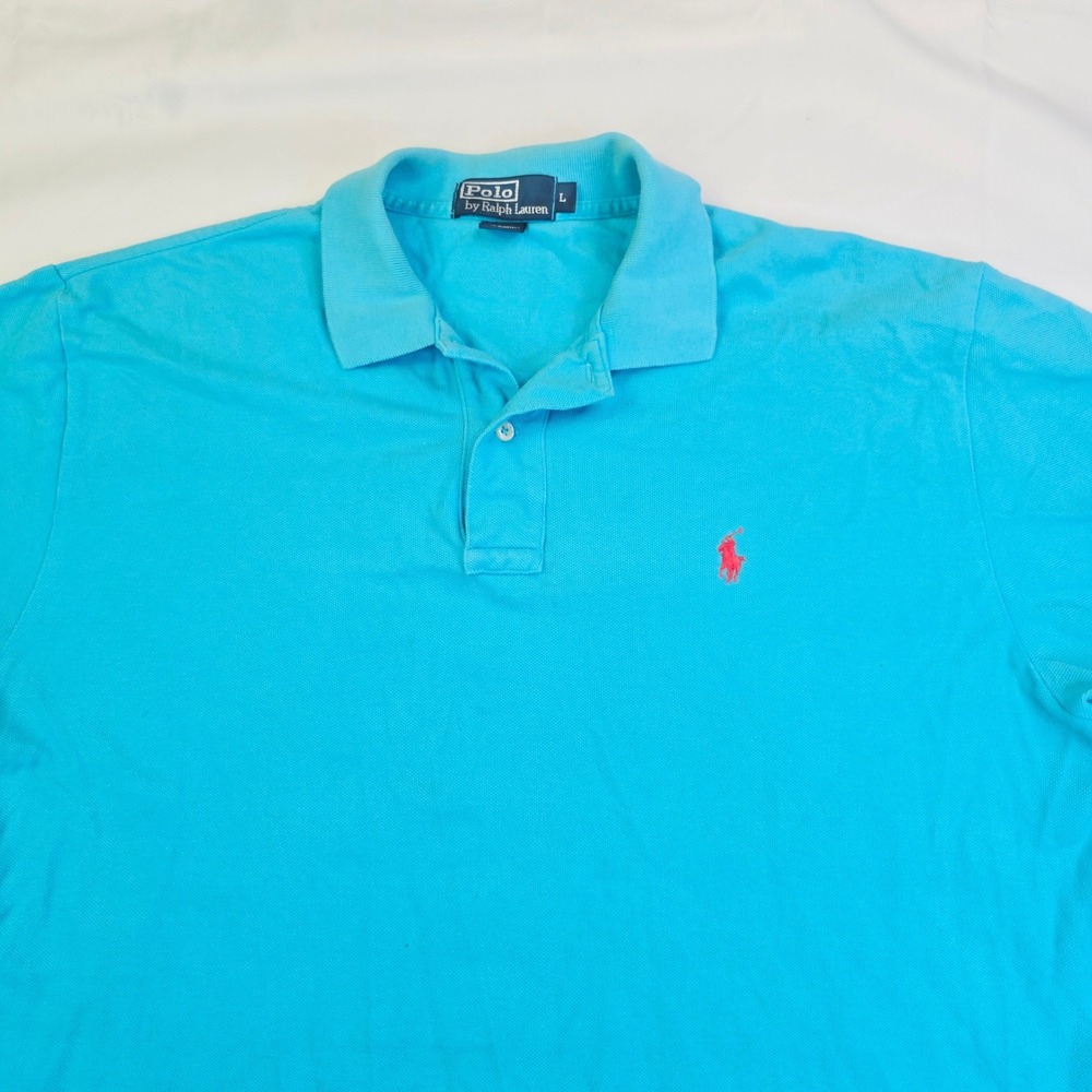 Polo Ralph Lauren Mens Classic Fit Polo Shirt Size L Blue Short Sleeve F50